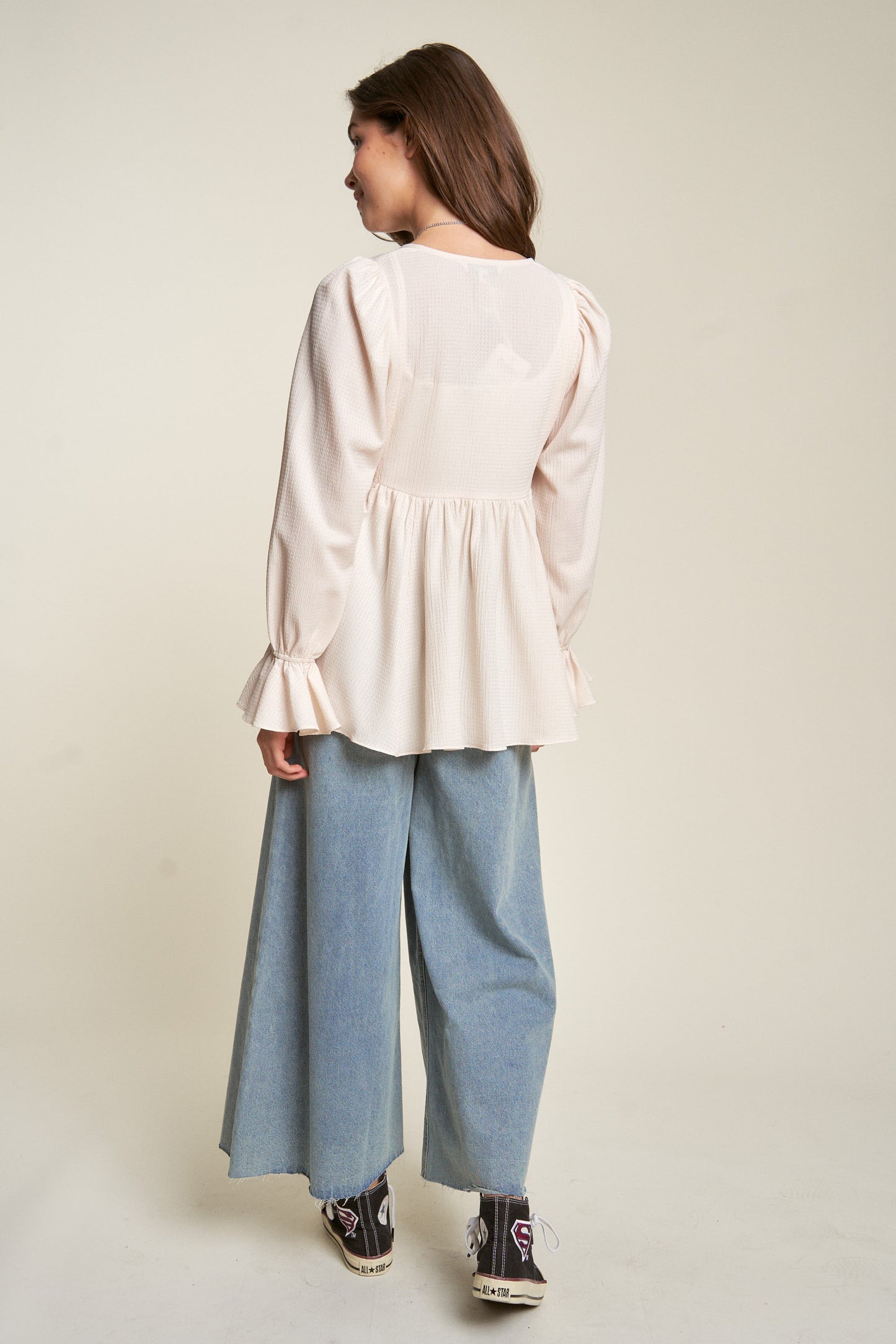 Textured Knit Long Sleeve Swingy Top PLUS