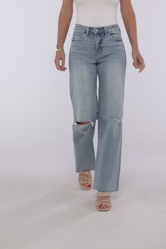 Refulgent Clean Cut High Rise Wide Leg Jean