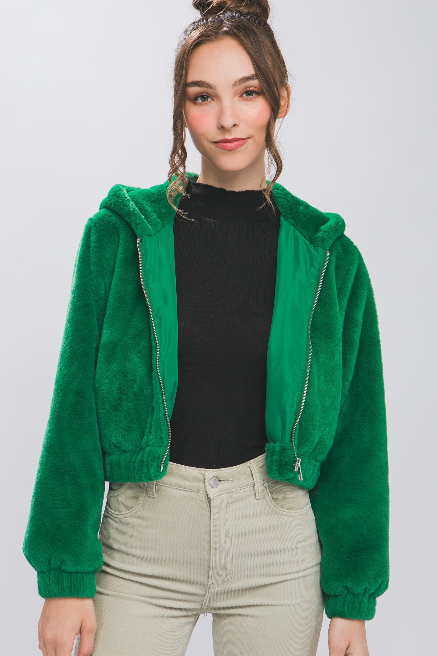 Feelin' Lucky Cropped Fleece Zip Up