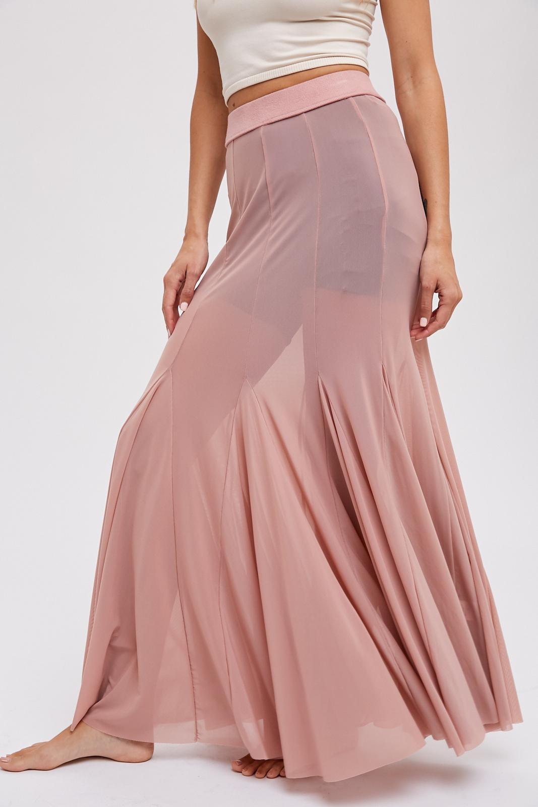 Sheer Mesh Maxi Skirt