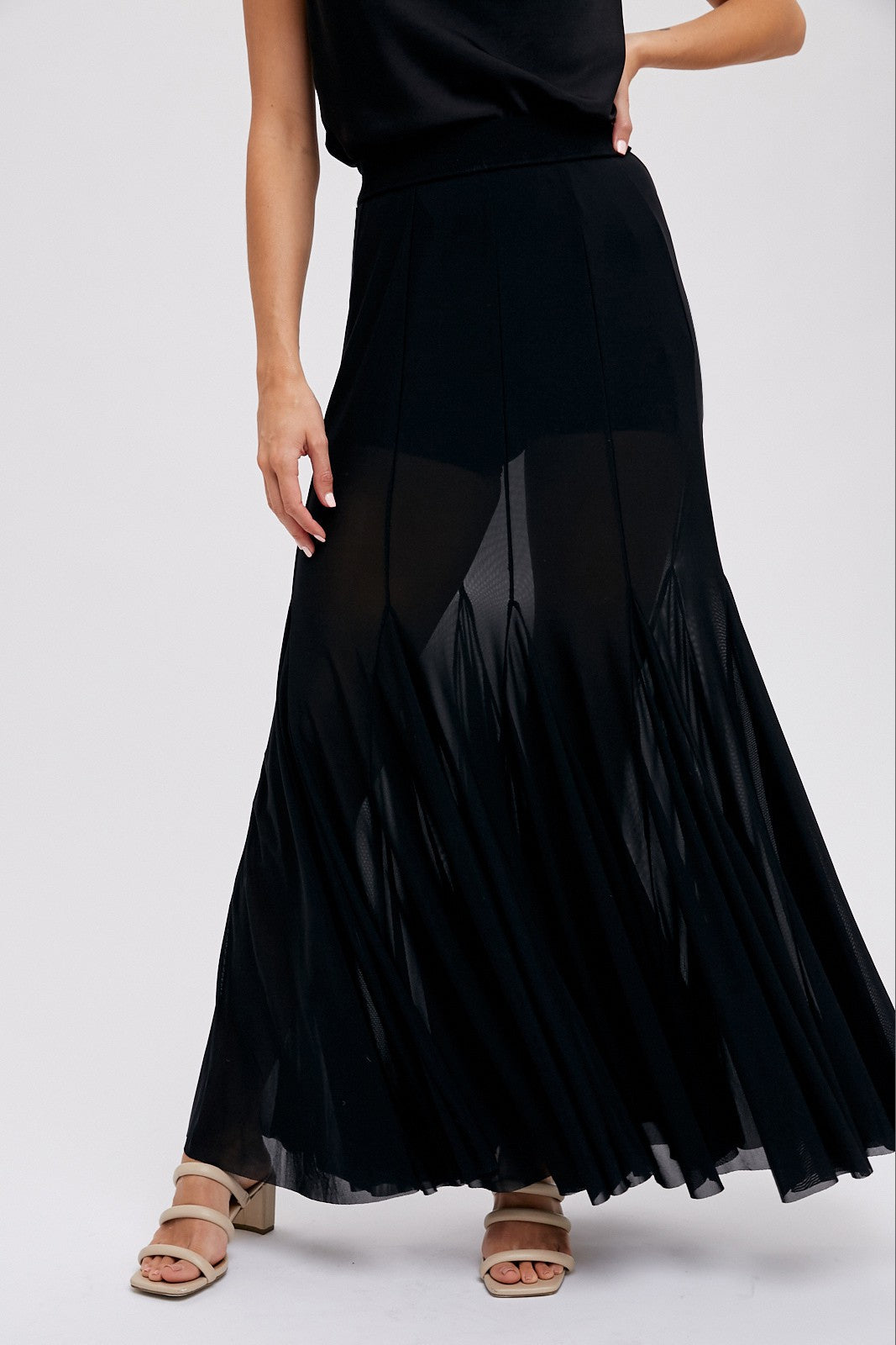 Sheer Mesh Maxi Skirt