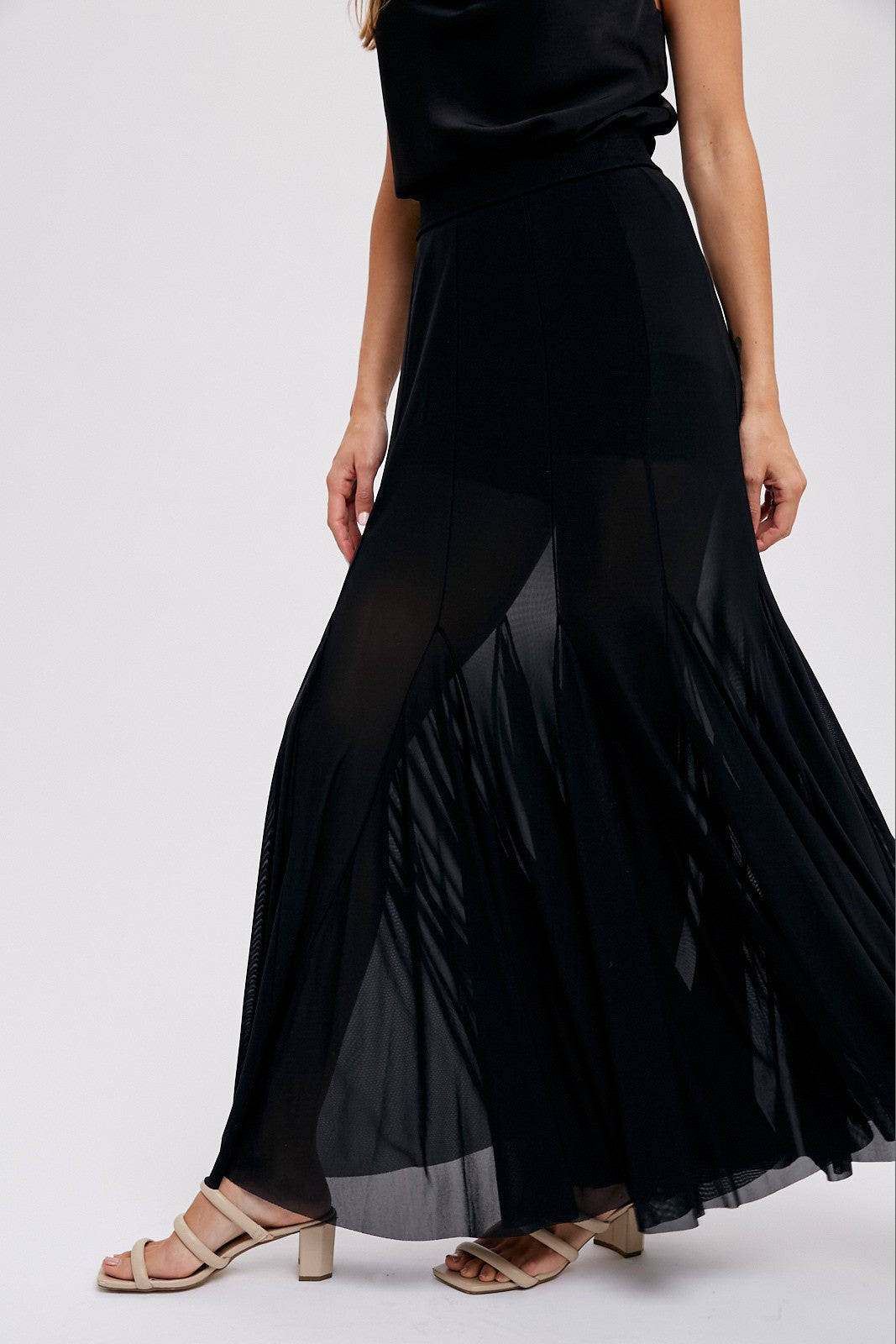 Sheer Mesh Maxi Skirt