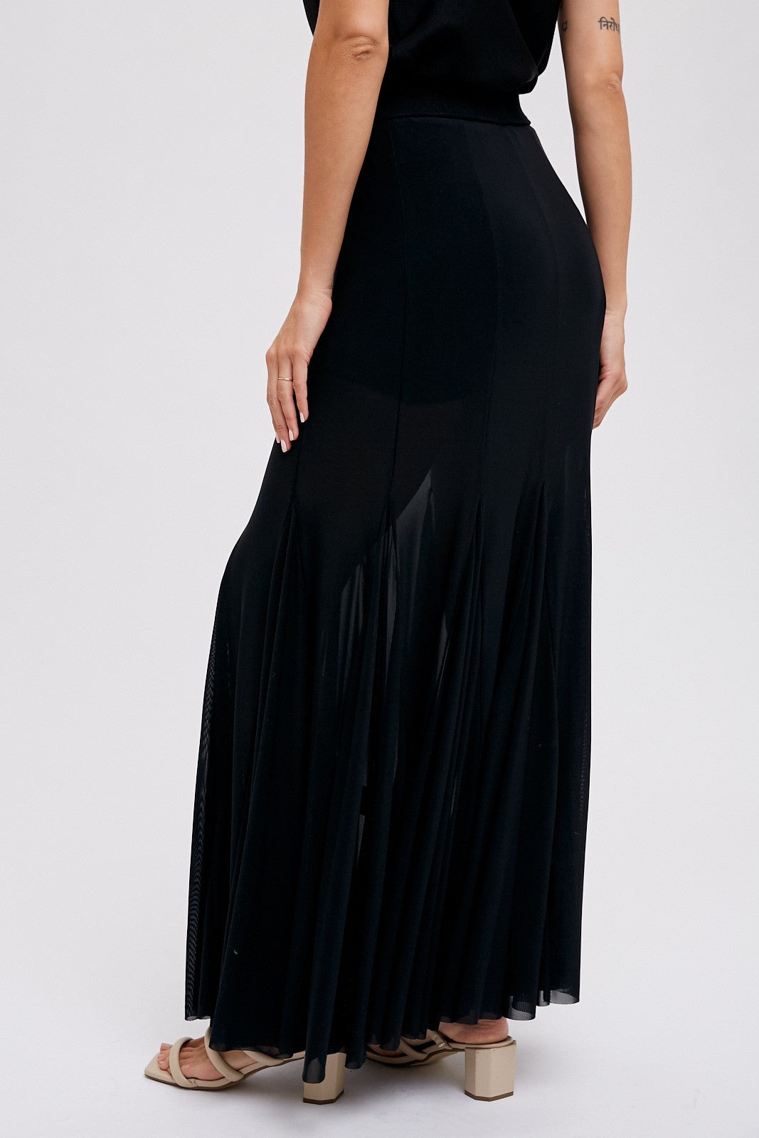 Sheer Mesh Maxi Skirt