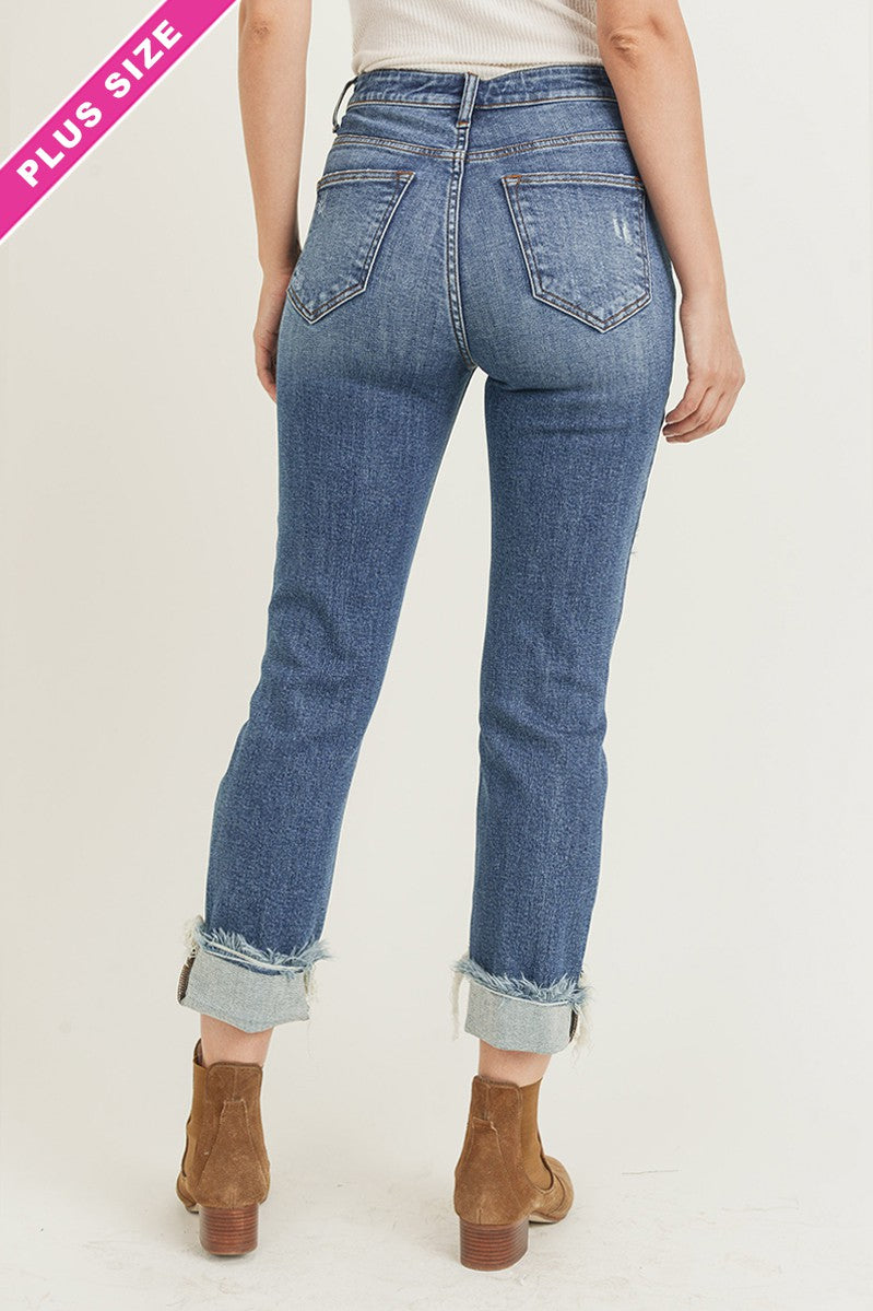 Luna Distressed Straight Leg Jean PLUS